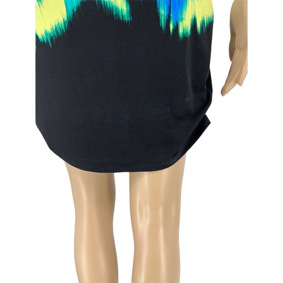 Jennifer Lopez sheath dress s short sleeve stretchy blue green geo - Picture 4 of 10